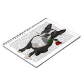 Boston Terrier mit Rose im Mund Notizblock (Linke Seite)
