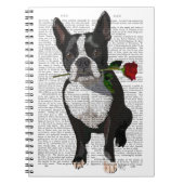 Boston Terrier mit Rose im Mund Notizblock (Vorderseite)