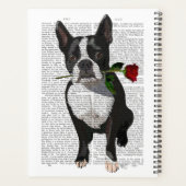 Boston Terrier mit Rose im Mund Planer (Rückseite)