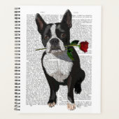 Boston Terrier mit Rose im Mund Planer (Vorderseite)