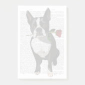 Boston Terrier mit Rose im Mund Post-it Klebezettel (Vorderseite)