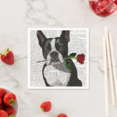Boston Terrier mit Rose im Mund Serviette (Beispiel)