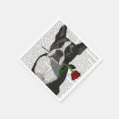 Boston Terrier mit Rose im Mund Serviette (Ecke)