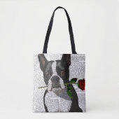 Boston Terrier mit Rose im Mund Tasche (Vorderseite)