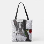 Boston Terrier mit Rose im Mund Tasche (Rückseite)