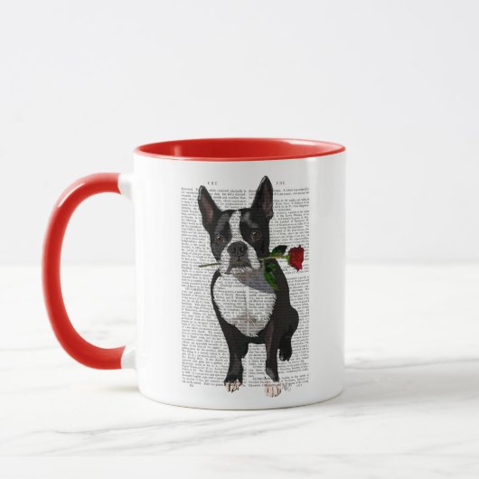 Boston Terrier mit Rose im Mund Tasse (Links)