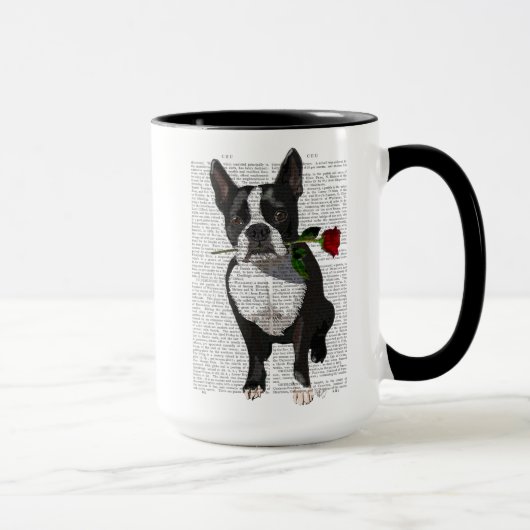 Boston Terrier mit Rose im Mund Tasse (Rechts)