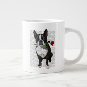 Boston Terrier mit Rose in Mouth Jumbo-Tasse