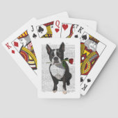 Boston Terrier mit Rose in Mouth Spielkarten (Rückseite)