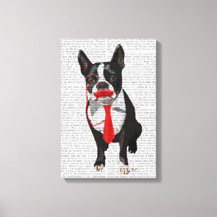 Boston-Terrier mit roten Krawatte und dem Leinwanddruck