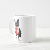 Boston Terrier mit roter Krawatte und Mustache 2 Kaffeetasse (Vorderseite Links)