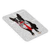 Boston Terrier mit roter Krawatte und Mustache 2 Magnet (Rechte Seite)