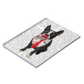Boston Terrier mit roter Krawatte und Mustache 2 Notizblock (Linke Seite)