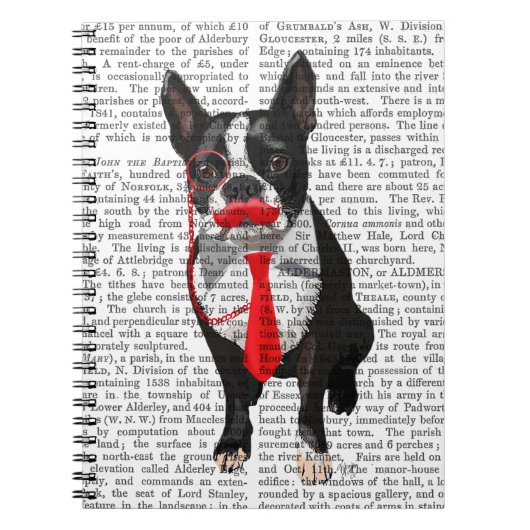Boston Terrier mit roter Krawatte und Mustache 2 Notizblock (Vorderseite)