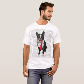 Boston Terrier mit roter Krawatte und Mustache 2 T-Shirt (Vorne ganz)