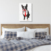 Boston Terrier mit roter Krawatte und Mustache Leinwanddruck (Insitu (Schlafzimmer))