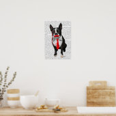 Boston Terrier mit roter Krawatte und Mustache Poster (Küche)