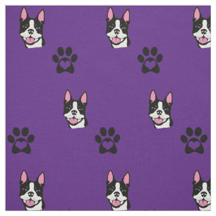 Boston Terrier mit Tatzen-Baumwollgewebe Stoff