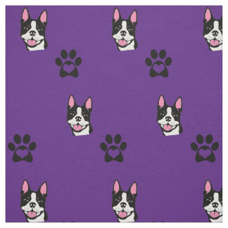 Boston Terrier mit Tatzen-Baumwollgewebe Stoff