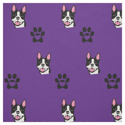 Boston Terrier mit Tatzen-Baumwollgewebe Stoff (Muster)