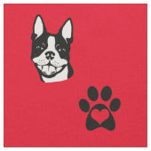 Boston Terrier mit Tatzen-Baumwollgewebe Stoff (Nahaufnahme)