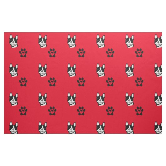 Boston Terrier mit Tatzen-Baumwollgewebe Stoff (Fat Quarter (45,7 x 55,9 cm))