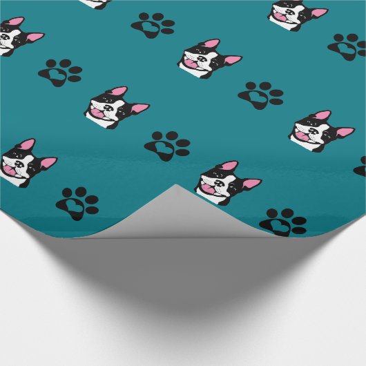 Boston Terrier mit Tatzen-Packpapier Geschenkpapier (Ecke)