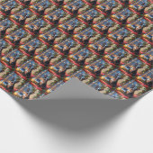 Boston Terrier mit Weihnachtsbeleuchtung Urlaub Geschenkpapier (Ecke)