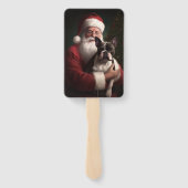 Boston Terrier mit Weihnachtsmann Weihnachten Fächer (Rückseite)