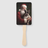 Boston Terrier mit Weihnachtsmann Weihnachten Fächer (Vorderseite)