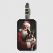 Boston Terrier mit Weihnachtsmann Weihnachten Gepäckanhänger (Vorderseite Vertikal)