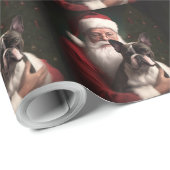 Boston Terrier mit Weihnachtsmann Weihnachten Geschenkpapier (Rolleneckpunkt)