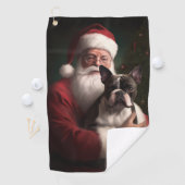 Boston Terrier mit Weihnachtsmann Weihnachten Golfhandtuch (Insitu)