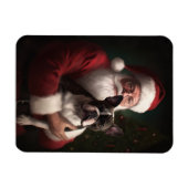 Boston Terrier mit Weihnachtsmann Weihnachten Magnet (Horizontal)