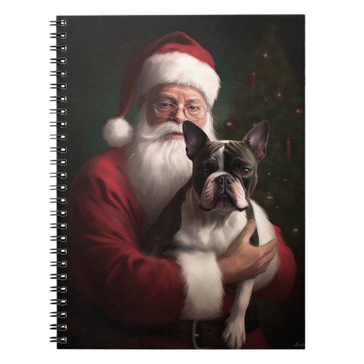 Boston Terrier mit Weihnachtsmann Weihnachten Notizblock (Vorderseite)