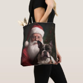 Boston Terrier mit Weihnachtsmann Weihnachten Tasche (Von Nahem)