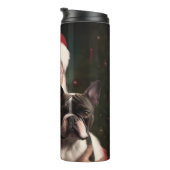 Boston Terrier mit Weihnachtsmann Weihnachten Thermosbecher (Nach rechts gedreht)