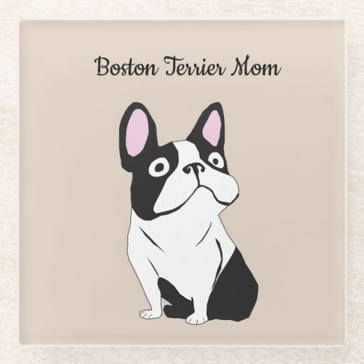 Boston terrier mom glasuntersetzer (Vorderseite)