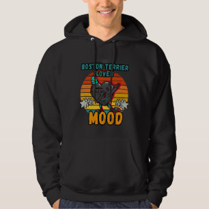 Boston Terrier Mood Moody Dabbing Vintag Retro Hoodie