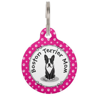 Boston Terrier-Mutter (schwarz) - Süßer Hund Haustiermarke