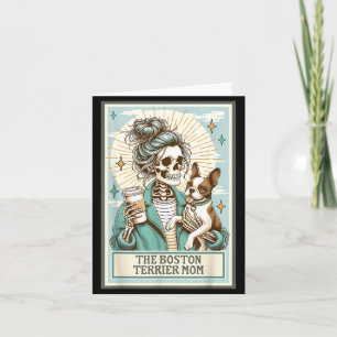Boston Terrier Mutter Skelett Tarotkarte Hexen-Vib Karte