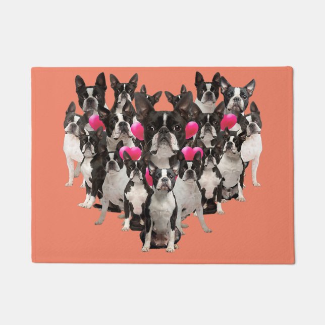 Boston Terrier Mutti, Boston Terrier Papa, Hundeli Fußmatte (Vorderseite)