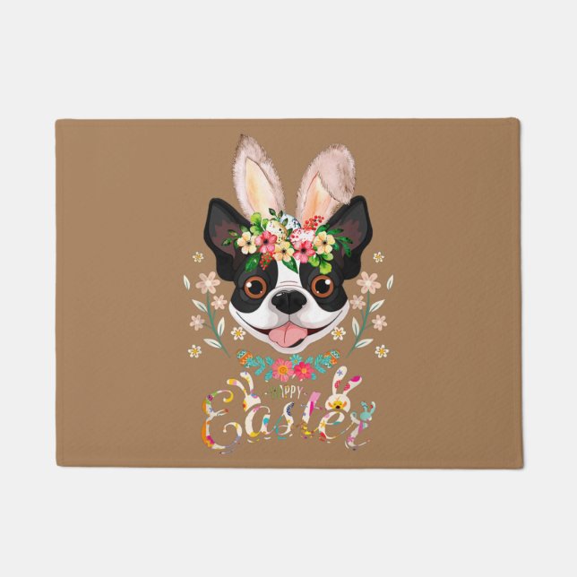 Boston Terrier Mutti, Boston Terrier Papa, Hundeli Fußmatte (Vorderseite)