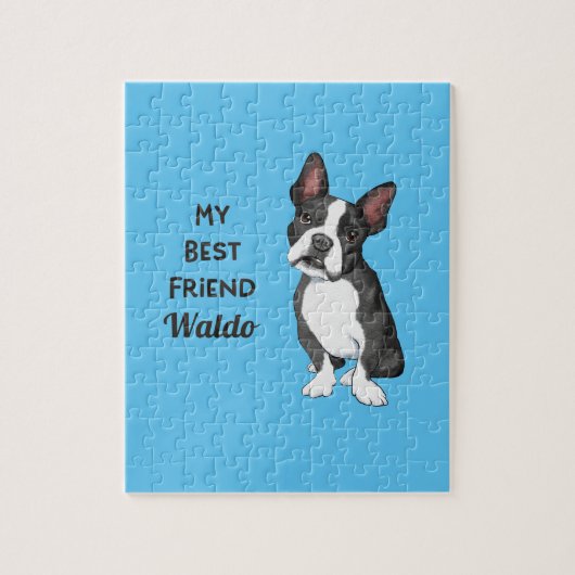 Boston Terrier My Best Friend Individuelle Name Puzzle (Vertikal)