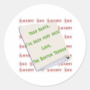 Boston Terrier Naughty oder Nice - Aufkleber