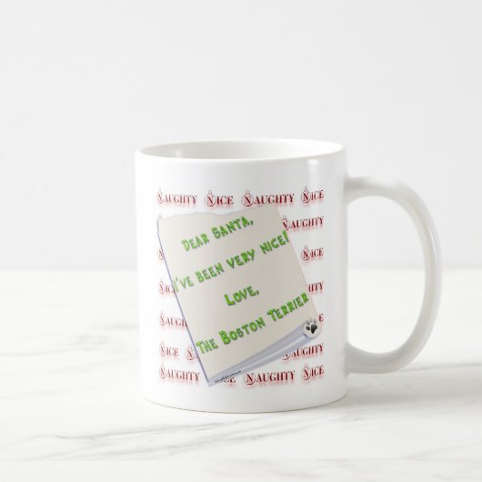 Boston Terrier Naughty oder Nice Kaffeetasse (Rechts)