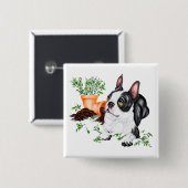 Boston Terrier Naughty Pup Button (Vorne & Hinten)