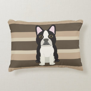 Boston Terrier Neutral gestreift Dekokissen