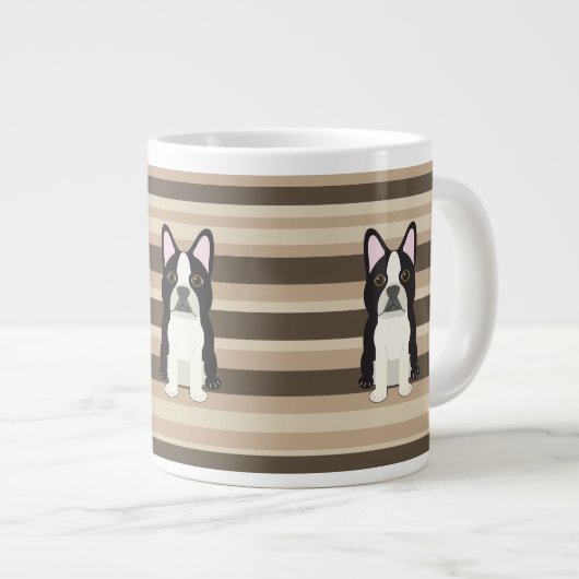 Boston Terrier Neutral striped Jumbo-Tasse (Vorderseite Rechts)