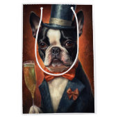 Boston Terrier New Year Mittlere Geschenktüte (Vorderseite)